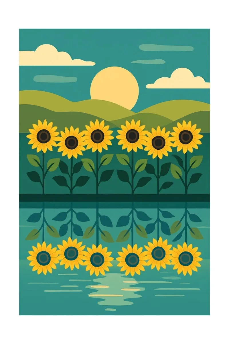 Sunflowers Nature Sunset Stickdatei – Blumen