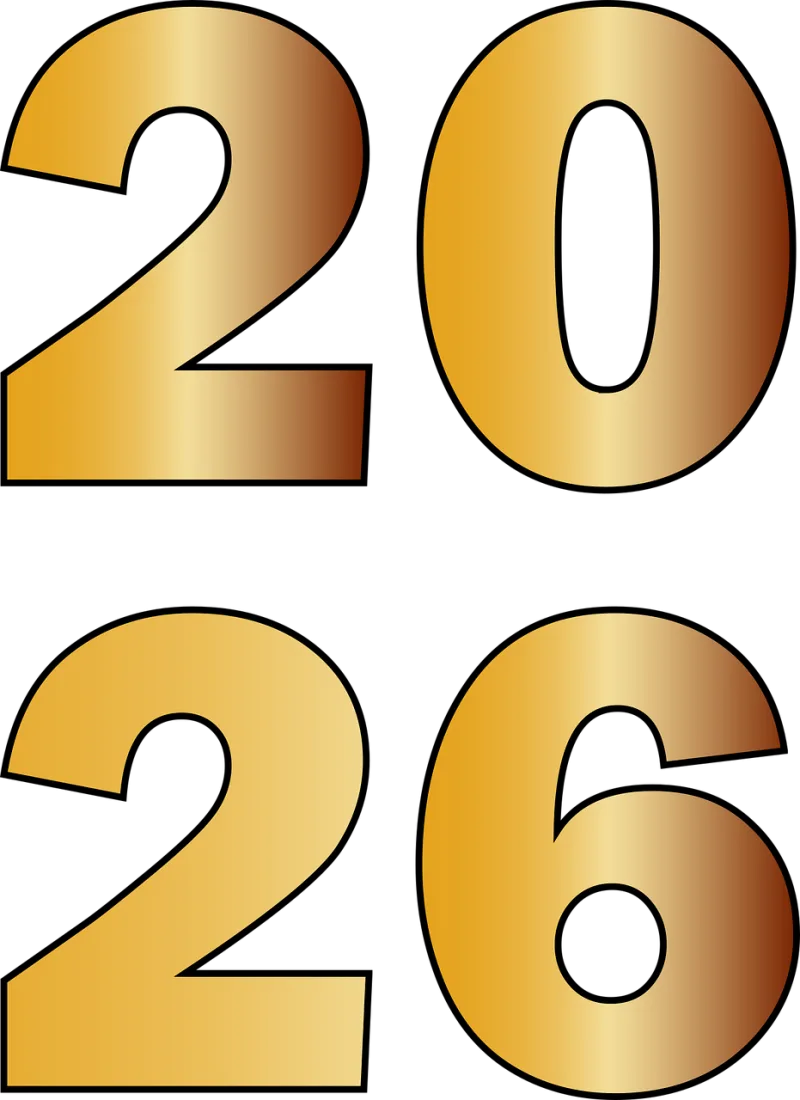 New year 2026 Calendar Stickdatei – Herzen & Liebe