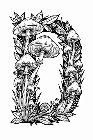 Ai generated Mushroom letter d Botanical letter d Stickdatei