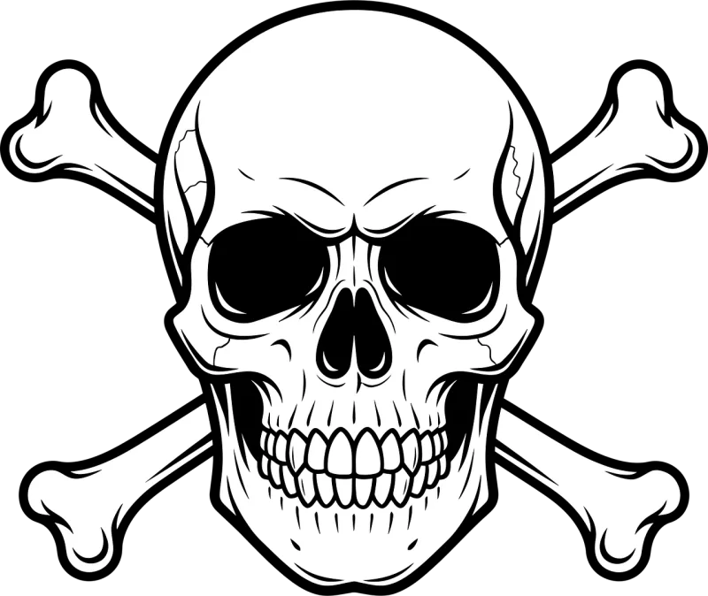 Skull Crossbones Outline Stickdatei – Kinder