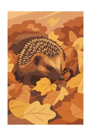 Hedgehog Autumn Leaves Stickdatei