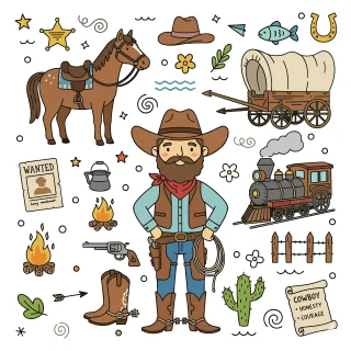 Cowboy Wild west Western Stickdatei