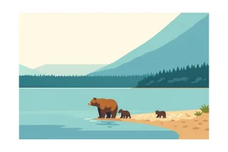 Bear Cubs Lake Stickdatei
