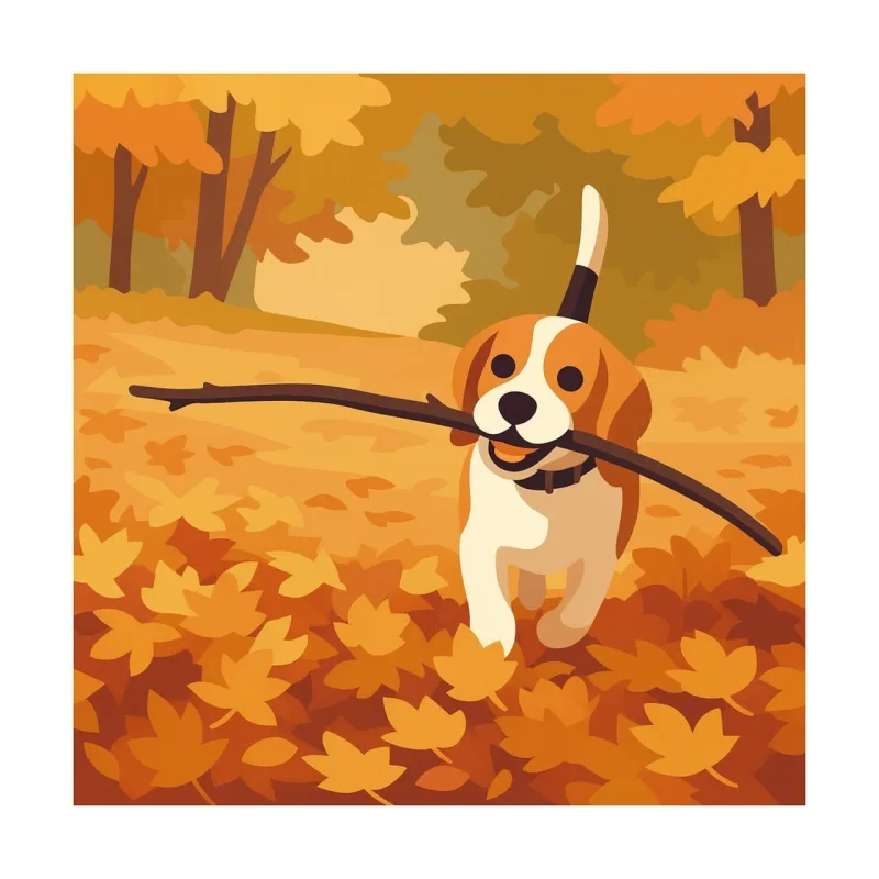 Dog Autumn Leaves Stickdatei – Sport