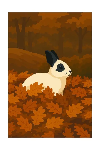 Rabbit Autumn Leaves Stickdatei