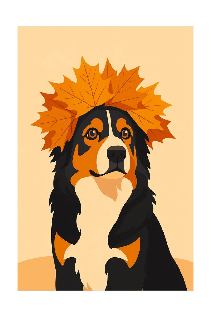 Dog Autumn Leaves Stickdatei – Natur