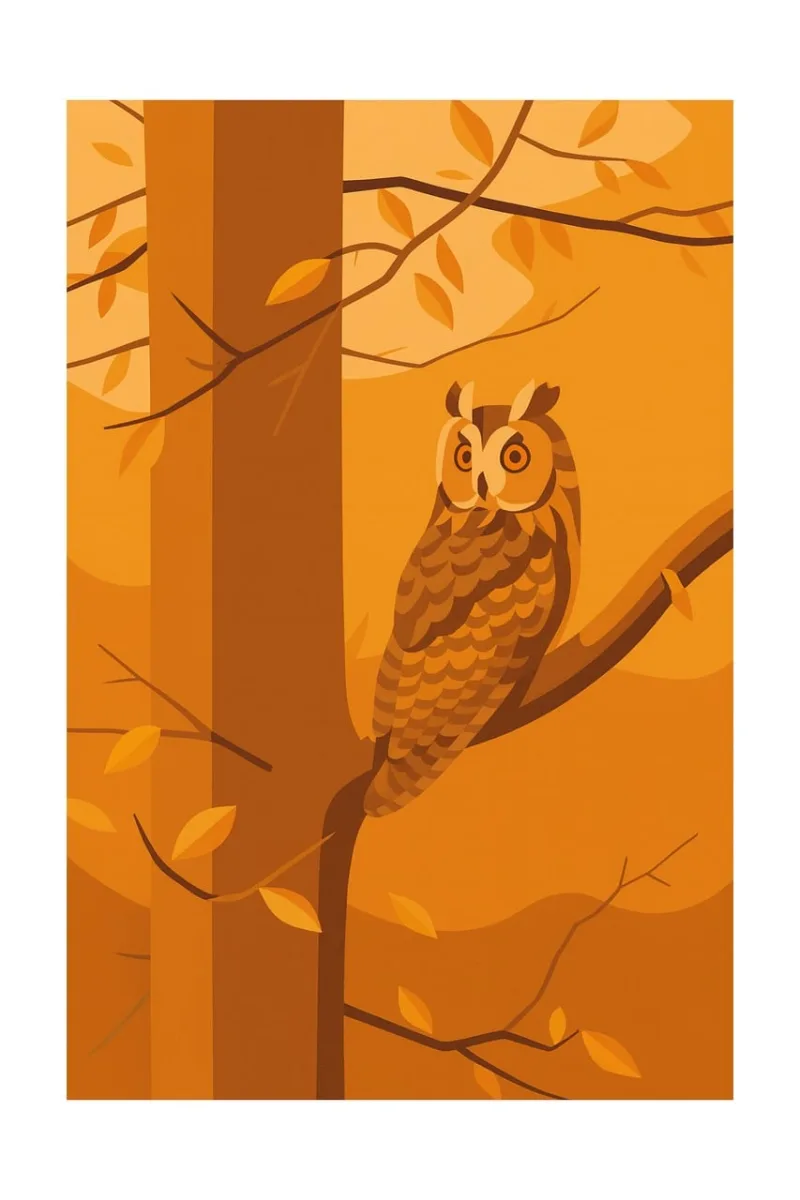 Owl Autumn Forest Stickdatei – Tiere