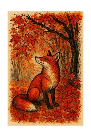Fox Autumn Watercolor Stickdatei