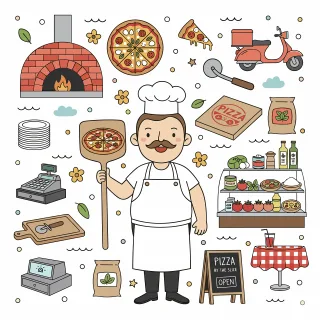 Ai generated Pizza chef Pizzerias Stickdatei