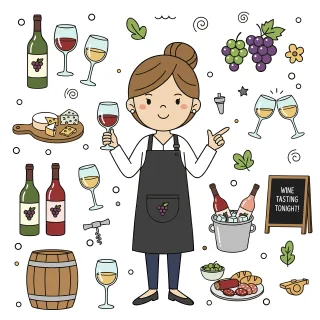 Ai generated Wine tasting Sommelier Stickdatei – Essen & Trinken