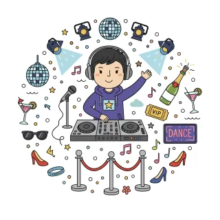 Ai generated Night club Party Stickdatei