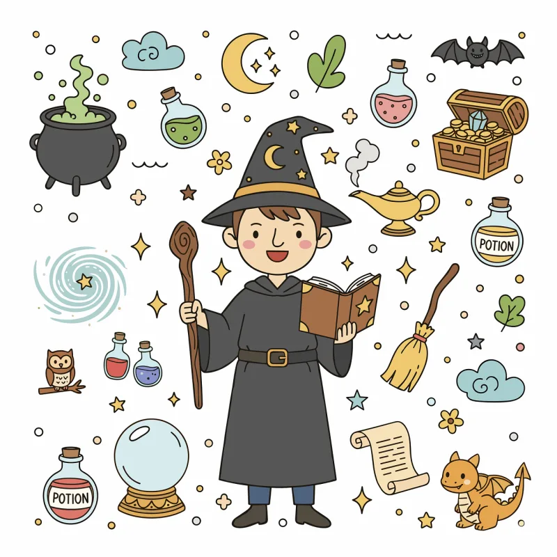 Magic Fantasy art Spellbook Stickdatei – Tiere