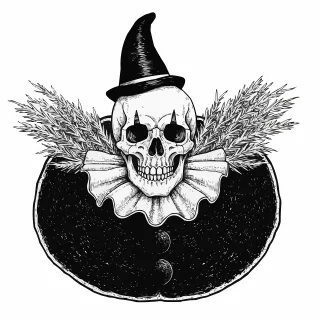 Black and white Engraving Skull in witch Stickdatei