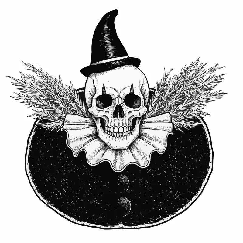 Black and white Engraving Skull in witch Stickdatei – Weihnachten