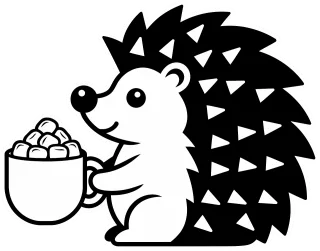 Hedgehog Cartoon Marshmallows Stickdatei