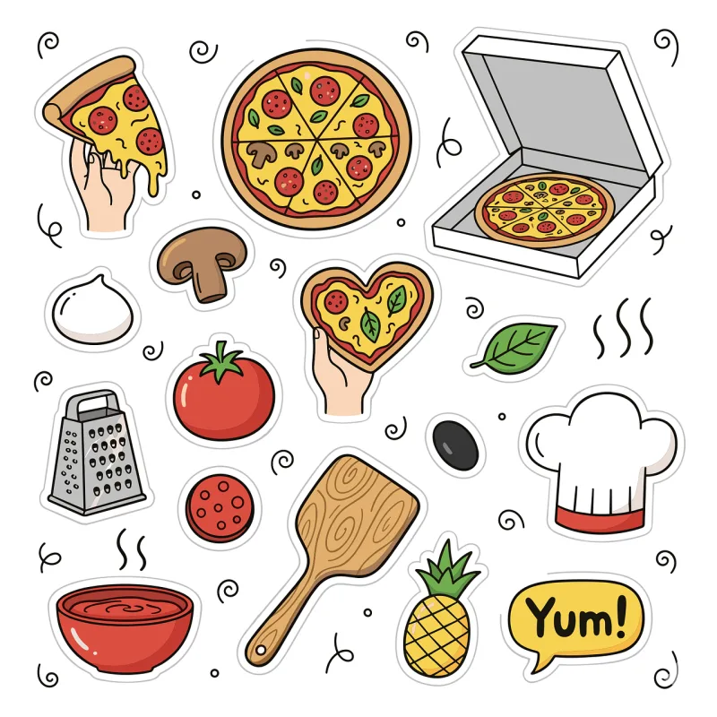 Pizza illustration Pizza ingredients Italian food Stickdatei – Essen & Trinken