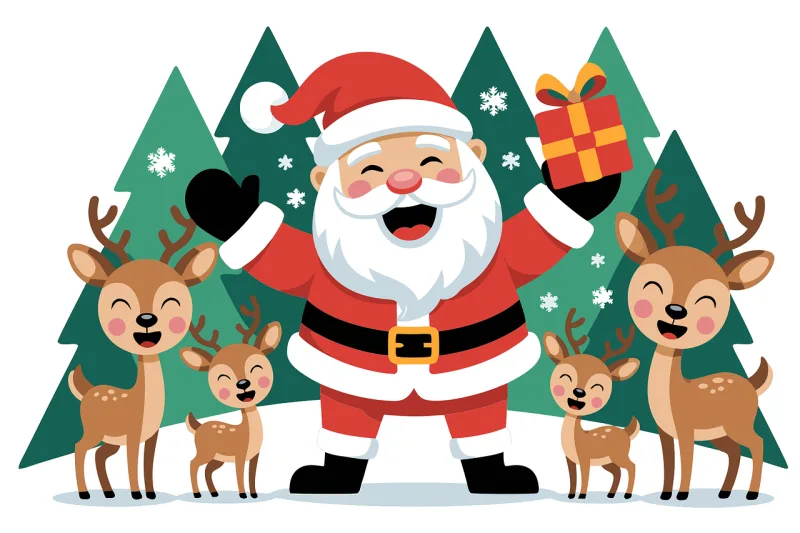 Santa claus Reindeer Cubs Stickdatei – Weihnachten