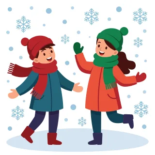Kids winter Snow fun Playing outdoors Stickdatei