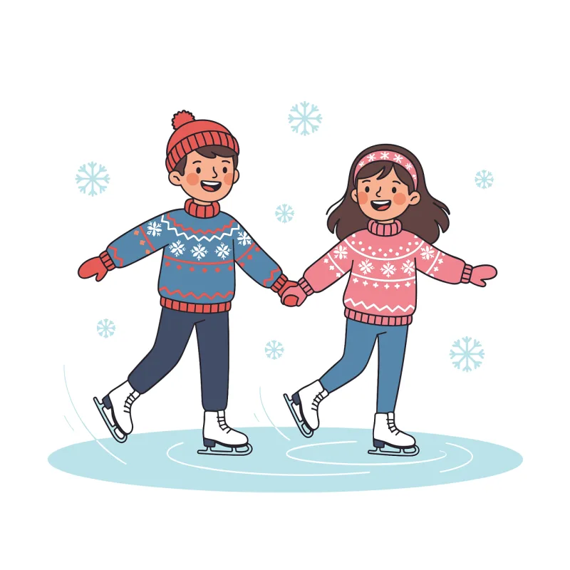 Ice skating Kids winter Skating couple Stickdatei – Weihnachten