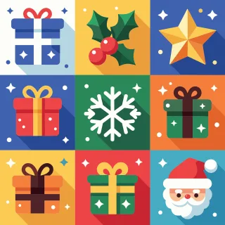 Christmas gifts Snowflake icon Holiday pattern Stickdatei