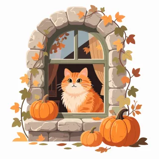 Cat Orange cat Pumpkins Stickdatei