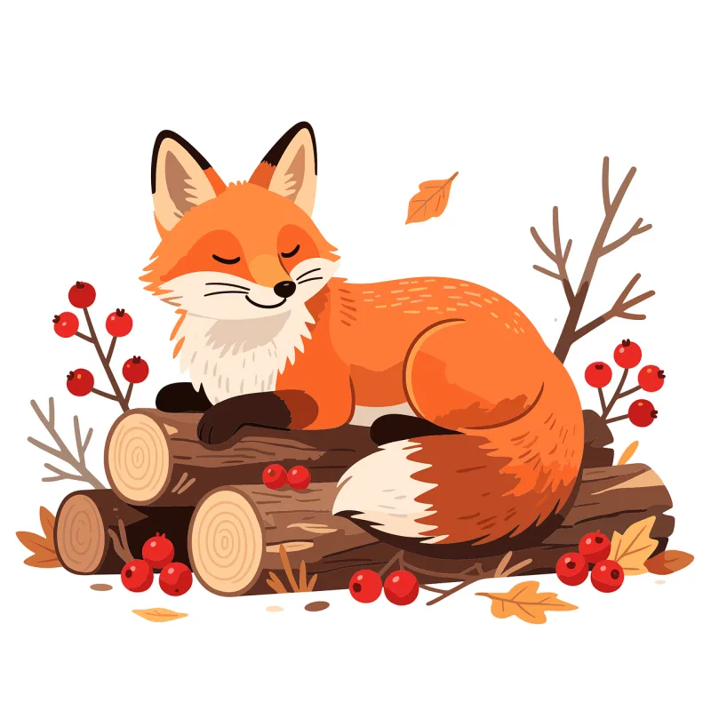 Fox Sleeping fox Autumn forest Stickdatei – Tiere