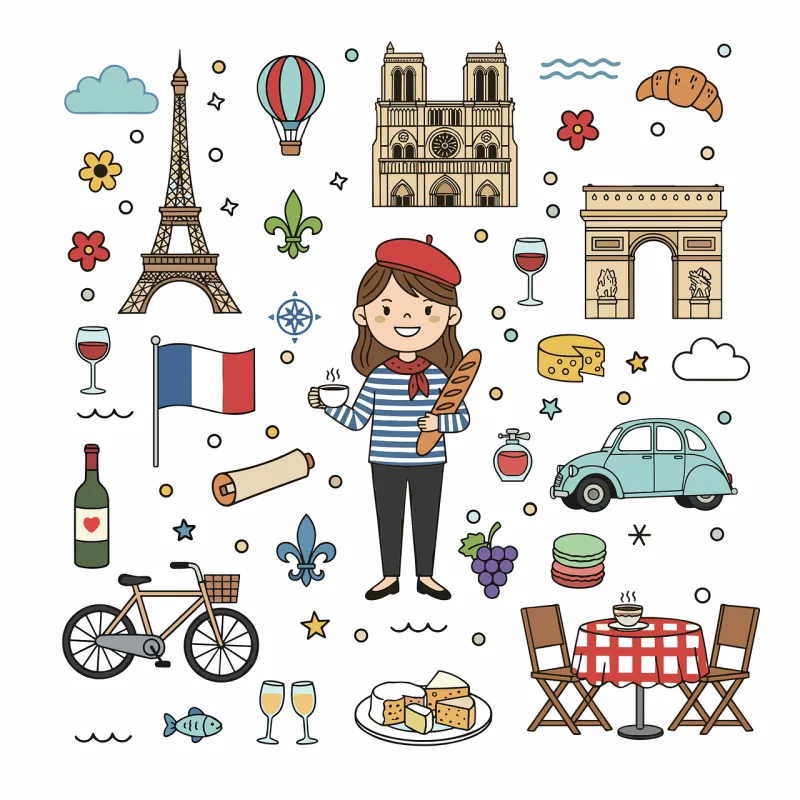 France French culture Paris Stickdatei – Essen & Trinken