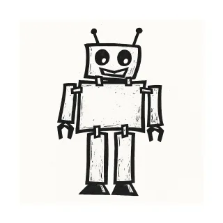 Cute robot Cartoon robot Minimalist illustration Stickdatei
