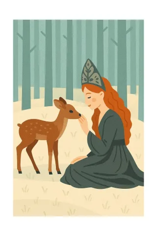 Woman Person Deer Stickdatei