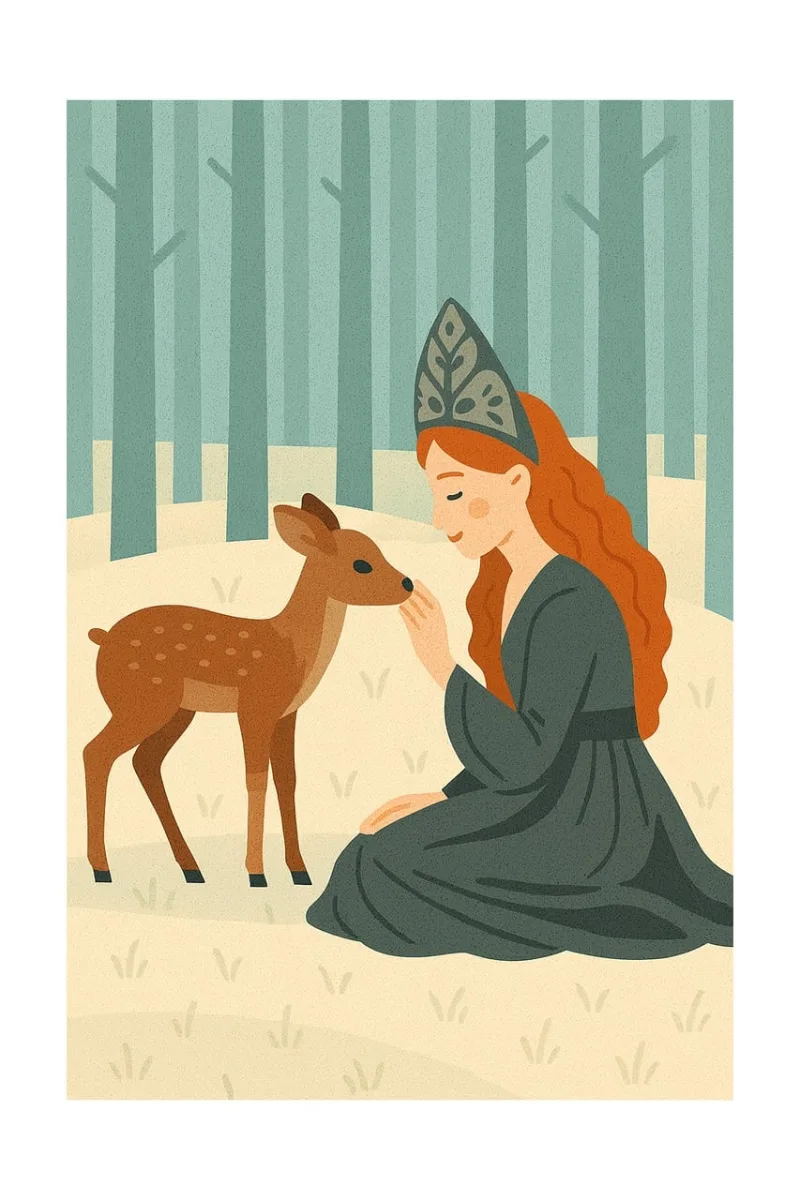 Woman Person Deer Stickdatei – Tiere