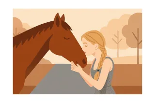Girl Horse Horses Stickdatei – Herzen & Liebe
