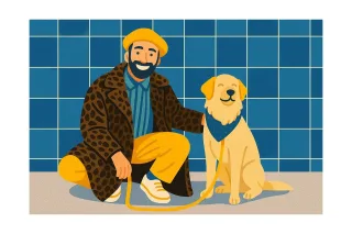 Man Dog Pet Stickdatei