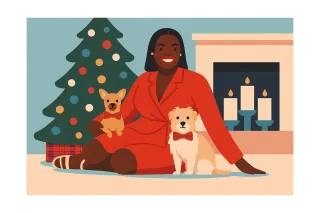 Christmas Woman Dog Stickdatei