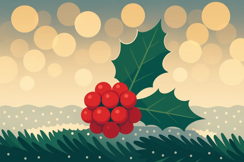 Holly illustration Christmas berries Festive holiday art Stickdatei – Weihnachten