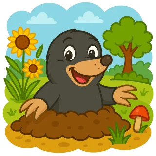 Cute mole Cartoon mole Happy mole Stickdatei