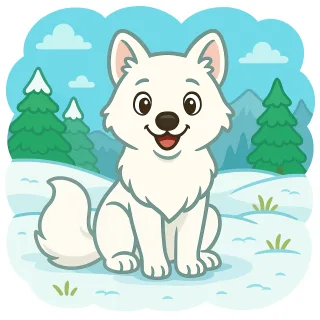 Cute arctic fox Cartoon arctic fox Happy arctic fox Stickdatei