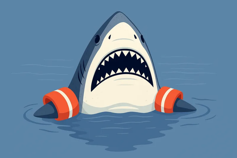 Shark cartoon Funny shark illustration Cute shark art Stickdatei – Sport