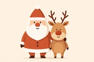 Santa and reindeer Cute christmas illustration Santa claus cartoon Stickdatei