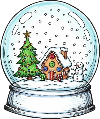 Snowglobe Doodle Happy Stickdatei