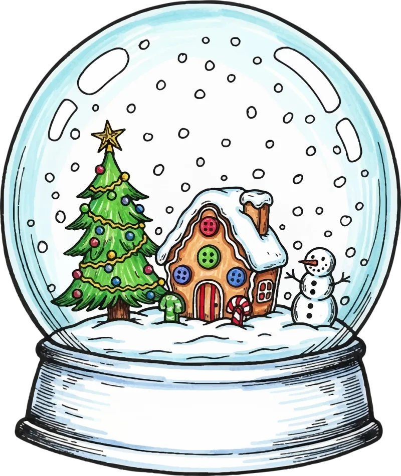 Snowglobe Doodle Happy Stickdatei – Weihnachten