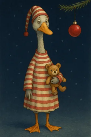 Christmas goose illustration Cute goose art Cartoon bird in pajamas Stickdatei