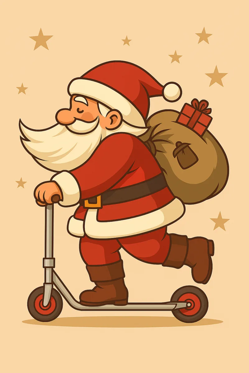 Christmas Santa claus Scooter Stickdatei – Weihnachten