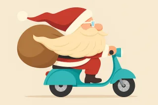 Christmas Santa claus Scooter Stickdatei
