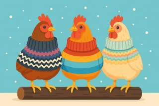Chickens Hens Winter Stickdatei