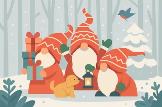 Christmas Gnomes Animal Stickdatei
