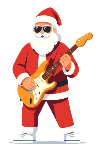 Santa claus Rockstar santa Electric guitar Stickdatei – Musik