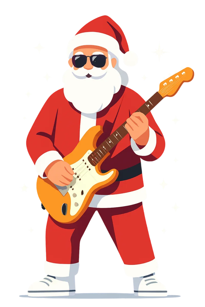Santa claus Rockstar santa Electric guitar Stickdatei – Musik