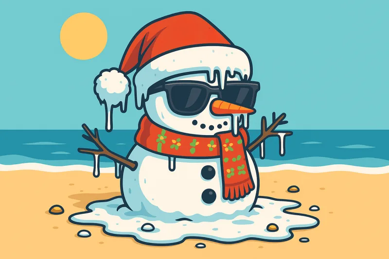 Snowman Melting snowman Beach Stickdatei – Weihnachten