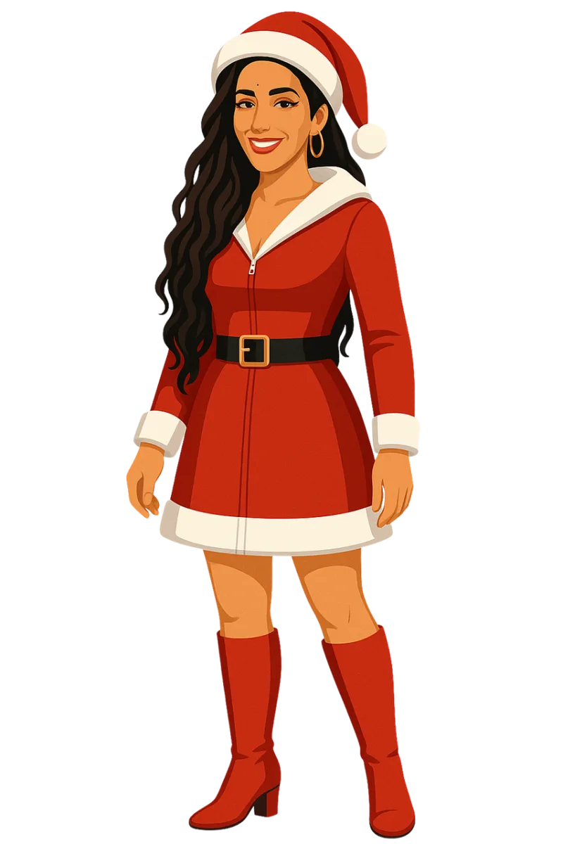 Christmas Santa outfit Festive woman Stickdatei – Weihnachten