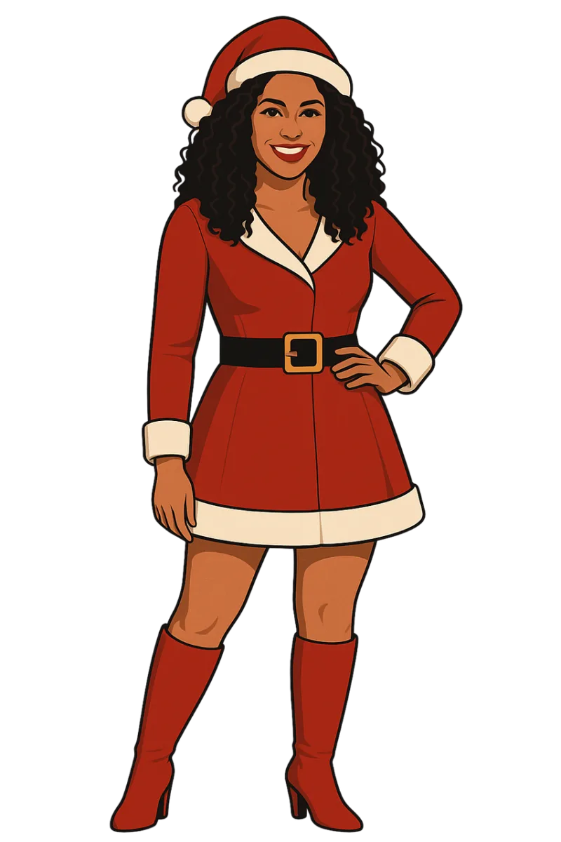 Christmas Santa outfit Festive woman Stickdatei – Weihnachten